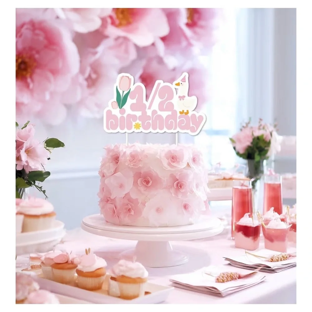Pink 1/2 Birthday Cake Topper (A240)